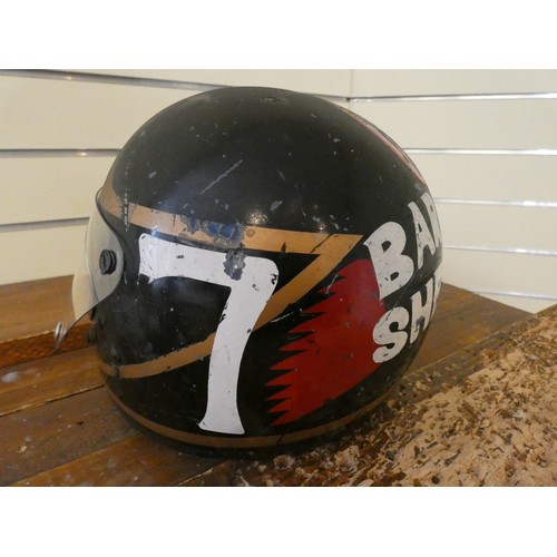91 - BELIEVED BARRY SHEENE'S 1977 AGV X3000 PROTOTYPE HELMET
in black, red and gold with applied number '... 