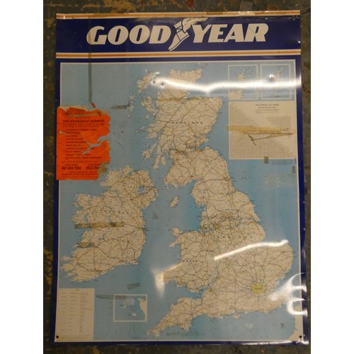 106 - A Goodyear tin map of the UK, 91 x 69 cm.