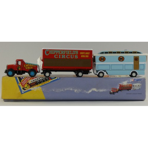 104 - Four boxed Corgi classics- Chipperfields Circus to include- Scammell highwayman trailer & caravan (9... 