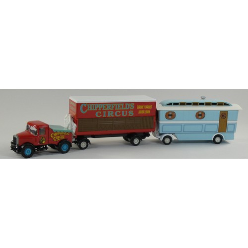 104 - Four boxed Corgi classics- Chipperfields Circus to include- Scammell highwayman trailer & caravan (9... 