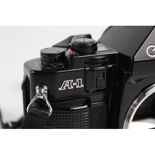 332 - Canon A-1 35mm SLR Film Camera (Body ONLY) All Black Colour-Way w/ Instructions  NOTE: Camera has CA... 