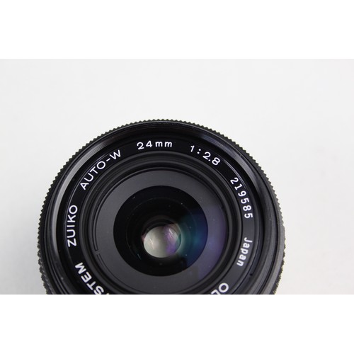 321 - Olympus OM-System Zuiko Auto-W 24mm F/2.8 Lens w/ Original Lens Caps & Lens Hood  This lens is WORKI... 