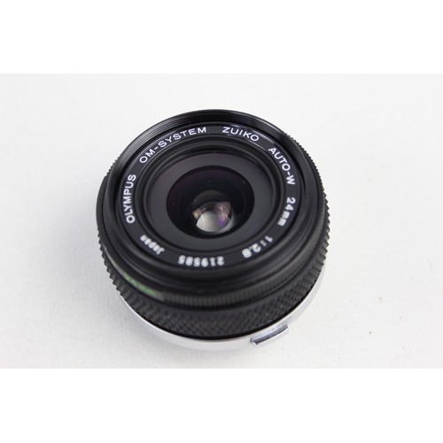 321 - Olympus OM-System Zuiko Auto-W 24mm F/2.8 Lens w/ Original Lens Caps & Lens Hood  This lens is WORKI... 