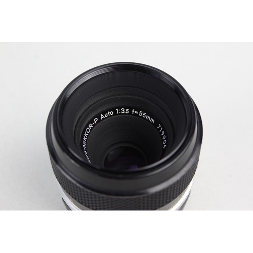 316 - Nikon Micro-Nikkor-P Auto 55mm F/3.5 Lens  Lens is mechanically working Aperture blades are responsi... 