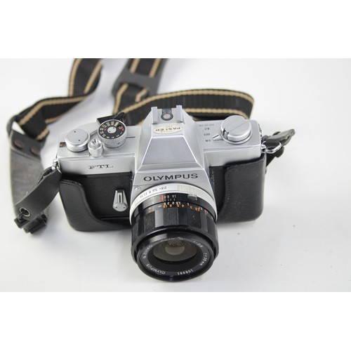 338 - Olympus FTL SLR Film Camera Olympus G.Zuiko Auto-W 35mm F/2.8 Lens w/ Original Case & Camera Strap  ... 