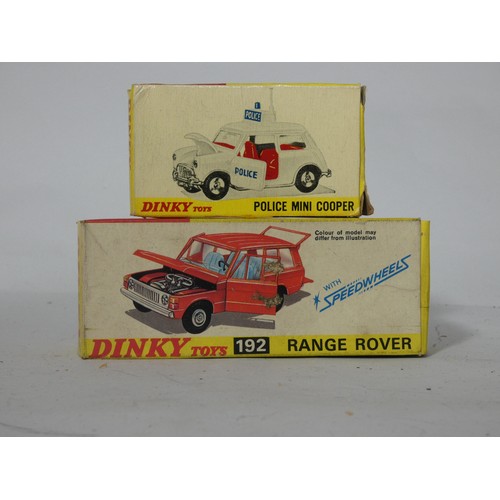 140 - A Dinky Range Rover 192 (boxed) together with a Dinky Police MiniCooper 250 (2)