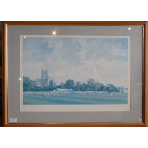 250 - After Roy Perry, Trent Bridge, a limited edition print, 243/250, signed in pencil, framed, another o... 