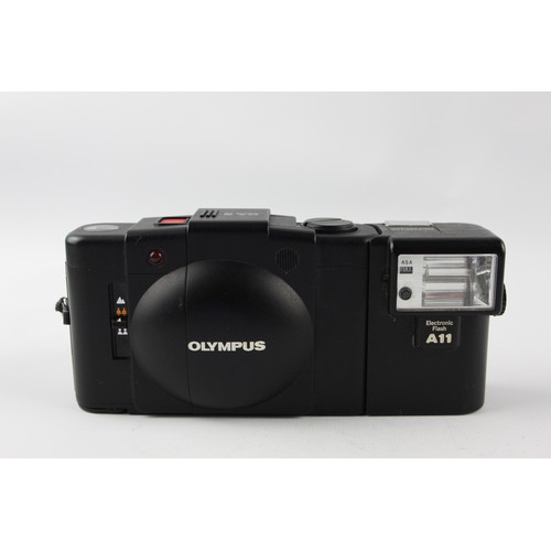 341 - Olympus XA 2 Compact Film Camera w/ A11 Flash & Original Box  This camera is WORKING and in a good c... 