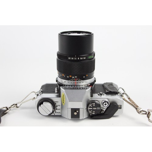 294 - Olympus OM20 SLR Film Camera w/ Olympus OM-System 135mm F/3.5 Lens  The camera is WORKING and in a g... 