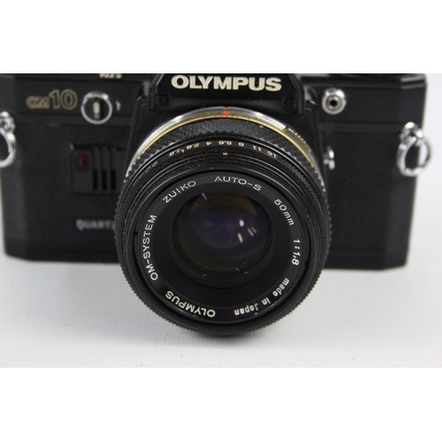 291 - Olympus OM10 Quartz SLR Film Camera (All Black) w/ Olympus OM-System 50mm F/1.8 Lens & Case (This se... 