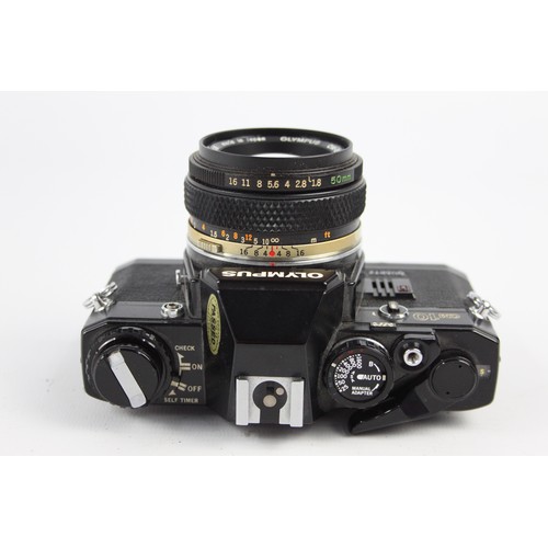 291 - Olympus OM10 Quartz SLR Film Camera (All Black) w/ Olympus OM-System 50mm F/1.8 Lens & Case (This se... 