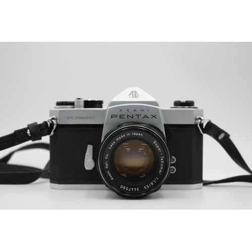 290 - Asahi Pentax Spotmatic SP SLR Film Camera Super-Takumar 55mm F/1.8 Lens  This set is MECHANICALLY WO... 