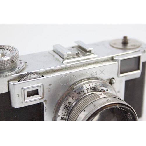 329 - Zeiss Ikon Contax IIa Circa 1950s Carl Zeiss Jena Sonnar 5cm F/2 T lens  For SPARES/REPAIRS Rewind l... 