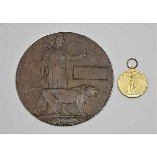 98 - A WWI Victory medal, awarded to S-21271 Pte. J.H. McCaig of the Gordon Highlanders, together with th... 