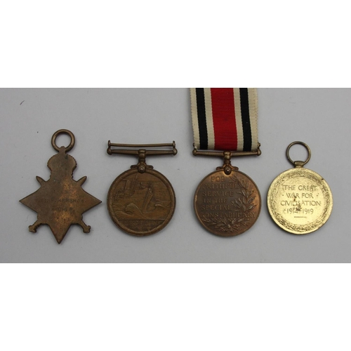 100 - A WWI family group, Police and Mercantile Marine to Arthur Kershaw and the War and Victory medals to... 