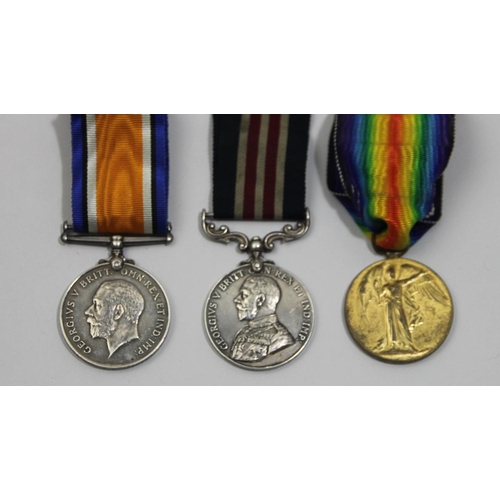 105 - A WWI group of three, awarded to Cpl A. Cockerton Royal Garrison Artillery, Military Medal, War 1914... 