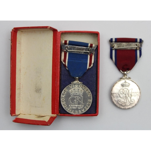 68 - A 1937 George VI and Elizabeth Coronation medal, case and a 1935 George V and Mary Jubilee medal (2)... 