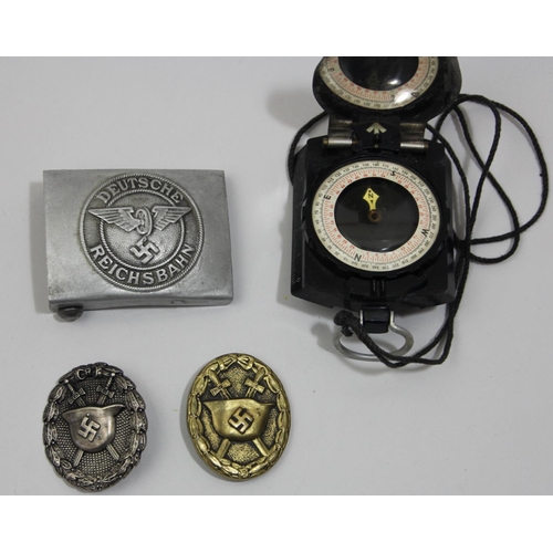 78 - German Third Reich  Reichsbahn belt buckle, stamped R.Z.M. M34/2 to the reverse, a Condor Legion sil... 