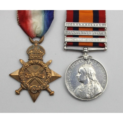 121 - Victoria and WWI, a group of two, Queens South Africa medal, awarded to Pte. T. Parkinson, East Lanc... 