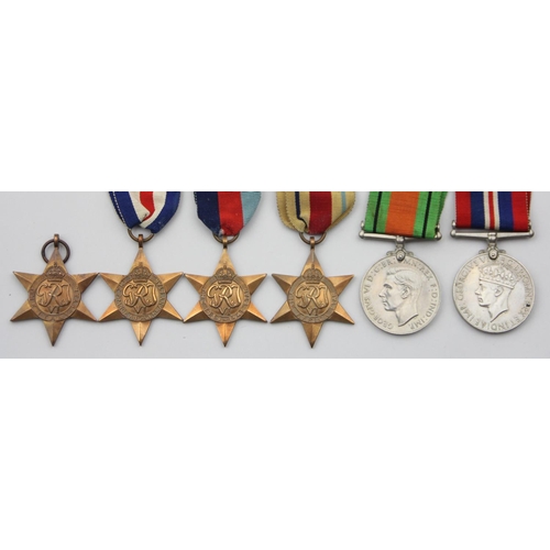 125 - A group of six WWII, War 1939-1945, Defence, 1939-1945 Star, France and Germany Star, Africa Star an... 