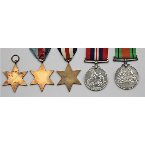 126 - A group of five WWII, War 1939-1945, Defence, 1939-1945 Star, France and Germany Star, and Africa St... 