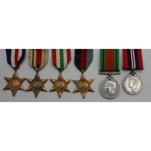 127 - A group of six WWII, War 1939-1945, Defence, 1939-1945 Star, France and Germany Star, Africa Star an... 