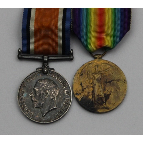 130 - A WWI group of two, awarded to Pte. C. Leng, Yorkshire & Lancashire Regiment, War 1914-1918 and Vict... 