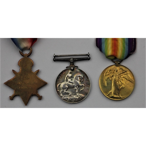 132 - A WWI group of three, awarded to Pte R. Race, Yorkshire Regiment, 1914-15 Star, War 1914-1918 and Vi... 