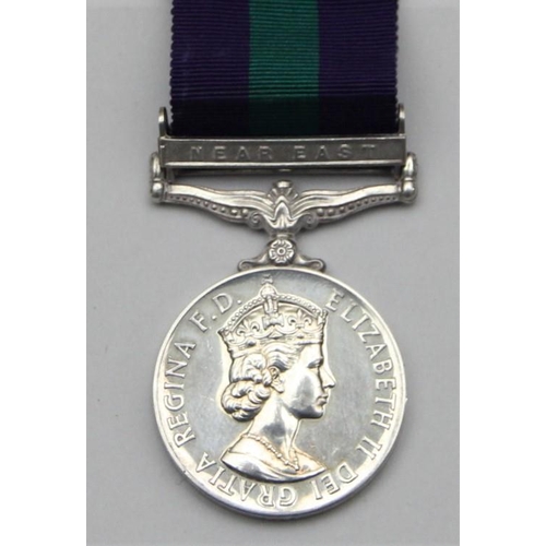 135 - Elizabeth II General Service, awarded to Tpr. R. Terry, R. TKS, with Near East bar.