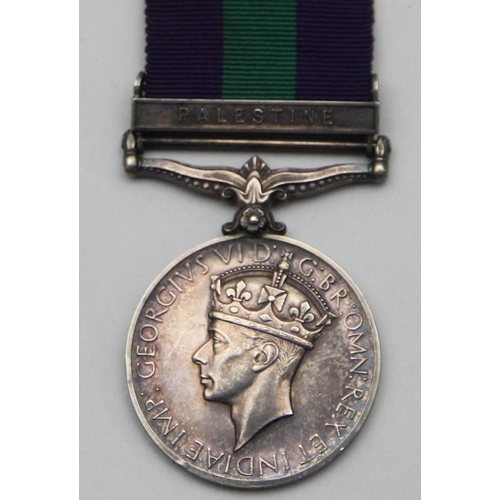 136 - George IV General Service, awarded to Pte. H.E. Lyon, Royal Army Medical Corp., with Palestine bar.