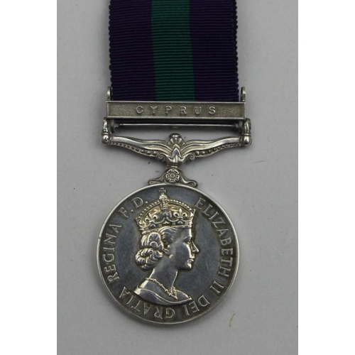 137 - Elizabeth II General Service, awarded to Pte. J. Terry, R.A.O.C., with Cyprus bar.