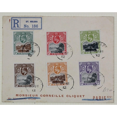 208 - A collection of St. Helena, to include a cover with six, half penny to 2 shillings, date stamped 191... 