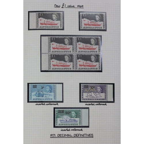 214 - A British Antarctic Territory album, to include 2 x 1963 Definitive Issue, 15 from 1/2d to £1, 1963 ... 