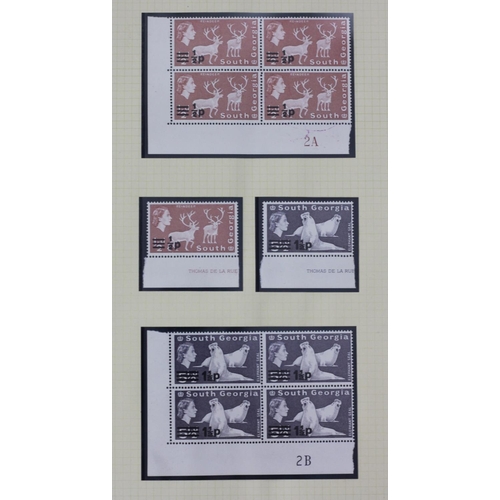 215 - A South Georgia collection, to include 1963 Definitive issue,  (2 x 1/2d), 4 x block of 1969 £1, 197... 