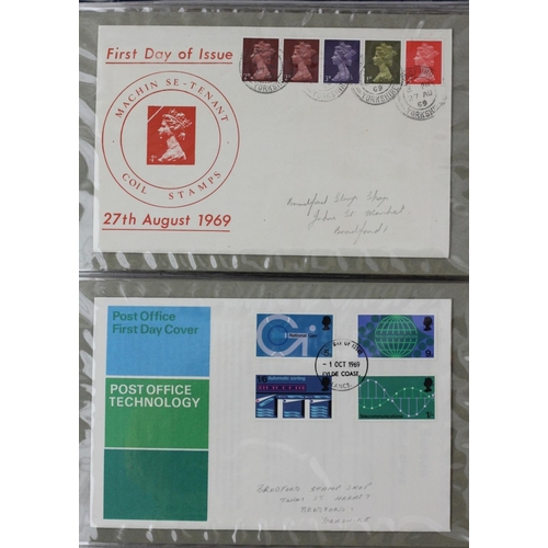 156 - 73 FDC, by Calvert Stamp shop, Bradford, to include Concorde 1973, QEII Maiden voyage 1969, and Firs... 