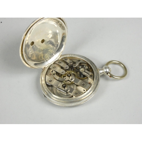 111 - A 19th century silver Swiss full hunter pocket watch for the Russian market, by George Jacot, the di... 