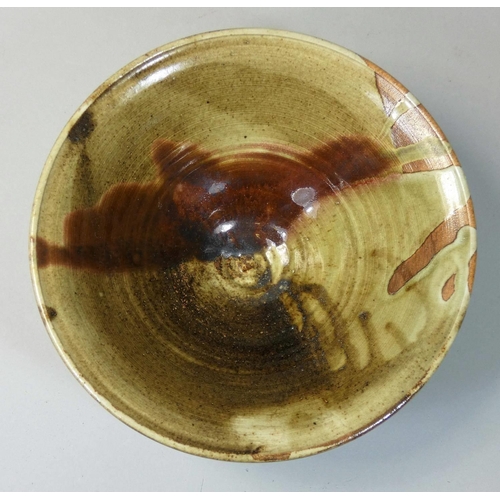 159 - Charles Bound (b.1939), a large abstract pattern stoneware bowl, impressed mark, diameter 22cm.