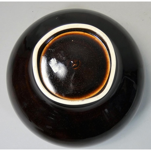 172 - Chris Carter (b.1945), a porcelain brown glazed bowl, no makers mark, diameter 20.5cm.