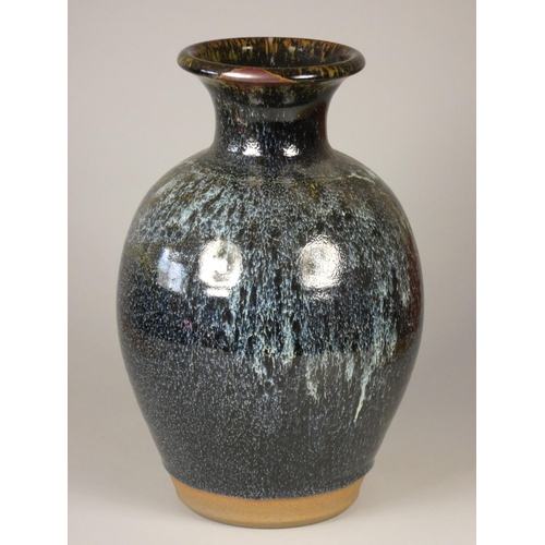 178 - Unknown, a mottled blue glazed baluster vase, height 29 cm.