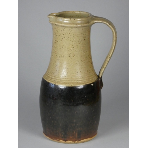 179 - Unknown, a brown and beige mottled glazed stoneware flagon, height 26 cm, together with a small brow... 