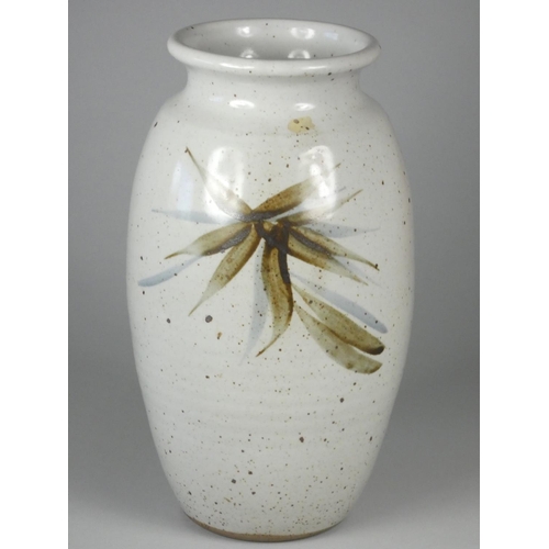 192 - Jack Crisp from Selby, a stoneware magnesia glaze with iron and cobalt flower vase, height 28 cm