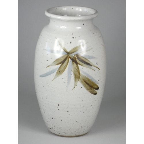 192 - Jack Crisp from Selby, a stoneware magnesia glaze with iron and cobalt flower vase, height 28 cm