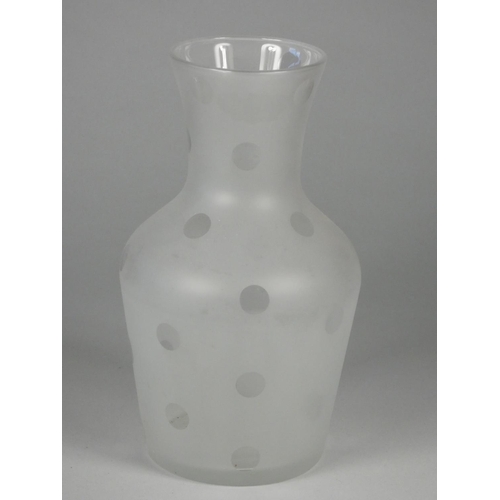 206 - Unknown, a frosted glass vase with circle pattern, height 21 cm