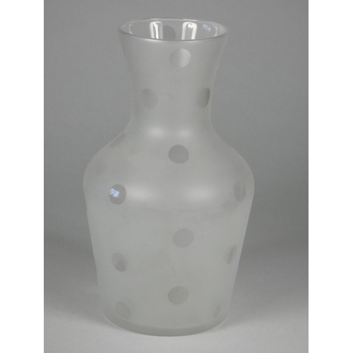 206 - Unknown, a frosted glass vase with circle pattern, height 21 cm