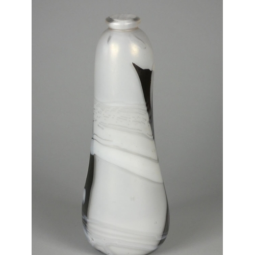 208 - Andrew Sanders, an iridescent black and white pearl baluster vase, engraved AH Sanders, '83, height ... 