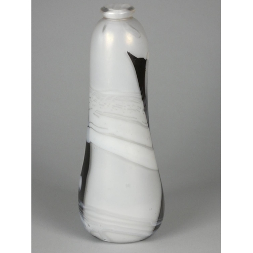 208 - Andrew Sanders, an iridescent black and white pearl baluster vase, engraved AH Sanders, '83, height ... 