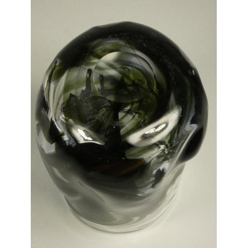 210 - Geoffrey Baxter - Whitefriars - Knobbly range vase with black and green detail, height 14 cm