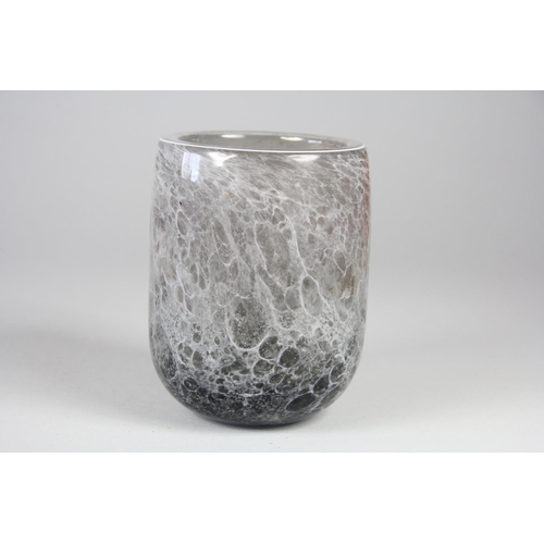 212 - Andrew Sanders, a collection of three glass bowls with grey and black bubble design, engraved Sander... 