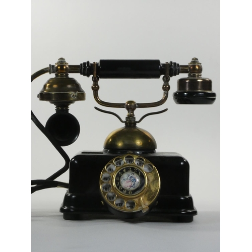 230 - A Japanese model JN-4 vintage style telephone, serial number 082042, with brass fittings.