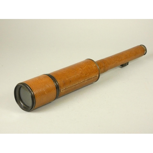 237 - F. Davidson, London, a Davon telescope, leather covered, 37 cm, together with various fittings, leat... 